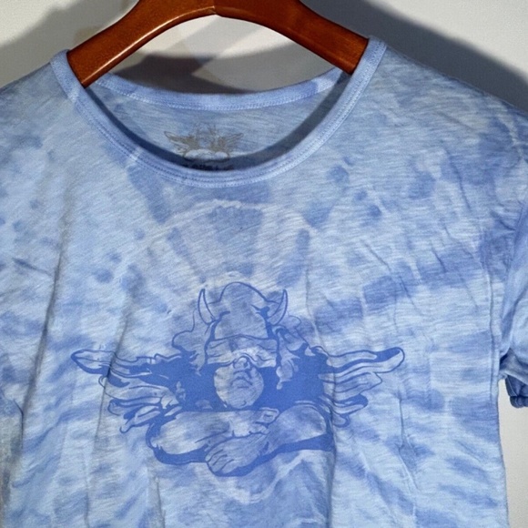Boys Lie Lady Butterfly Blue Tie Dye With Love Cropped Tee Size M - Picture 5 of 10